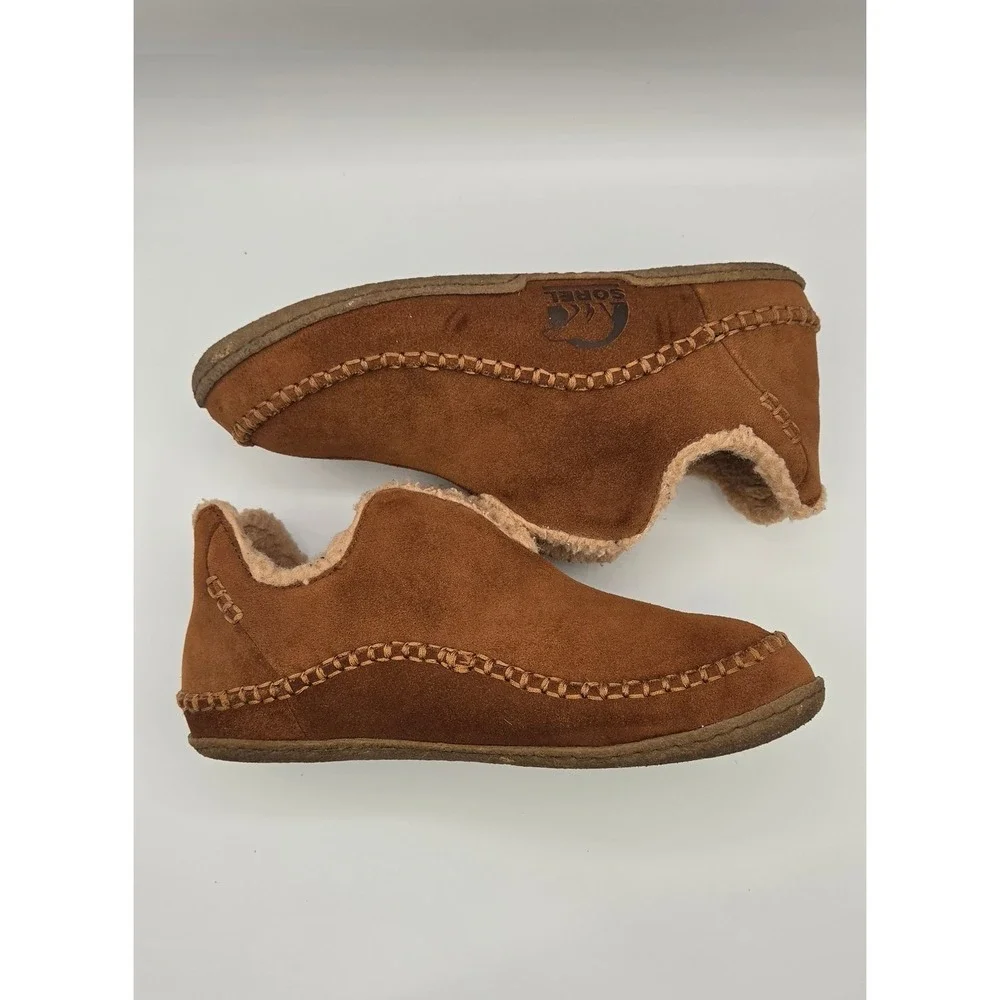 Sorel Manawan II Men's Slippers Size 11 Brown Suede Fleece Moccasin Slip On